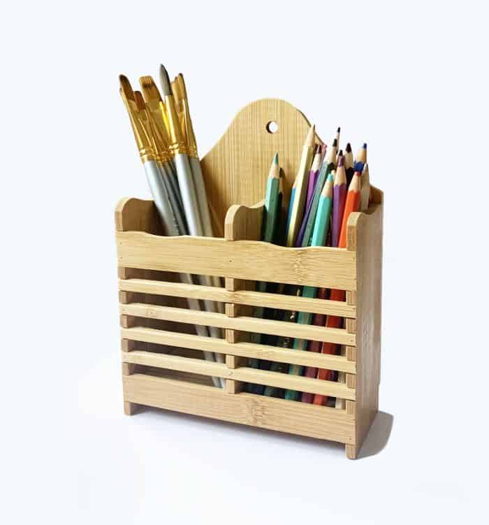 Bamboo Wooden Cutlery Drainer Hanging Utensil Holder