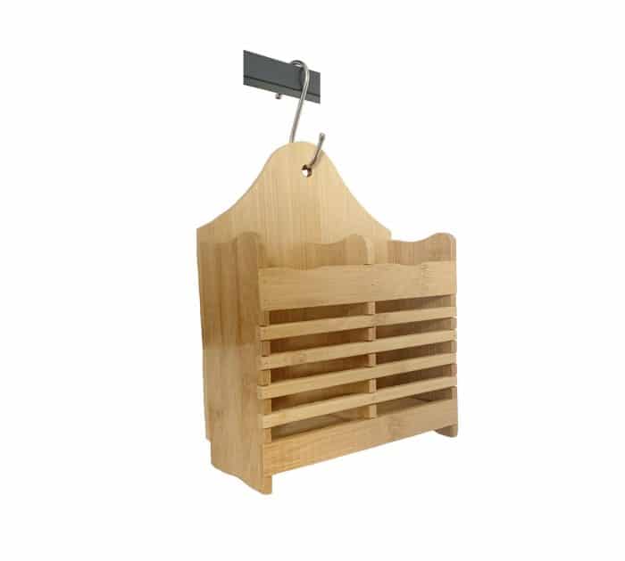 Bamboo Wooden Cutlery Drainer Hanging Utensil Holder