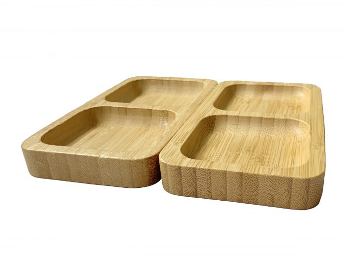 Wooden Serving Platters Dual Snack Tray Set  (Set of 2)