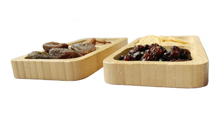 Wooden Serving Platters Dual Snack Tray Set  (Set of 2)