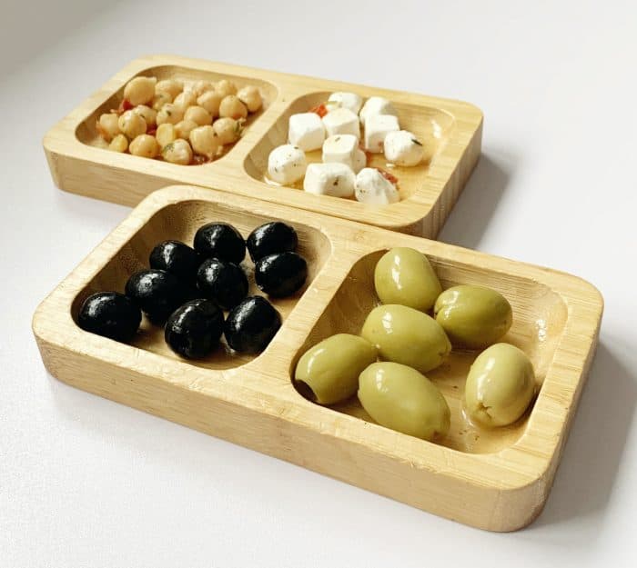 Wooden Serving Platters Dual Snack Tray Set  (Set of 2)