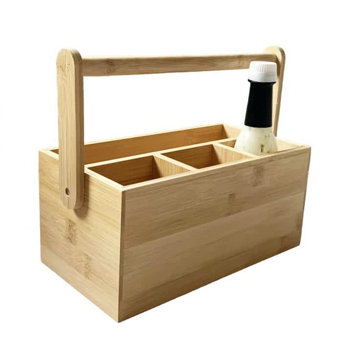 Wooden Utensil Holder Kitchen Caddy Organiser