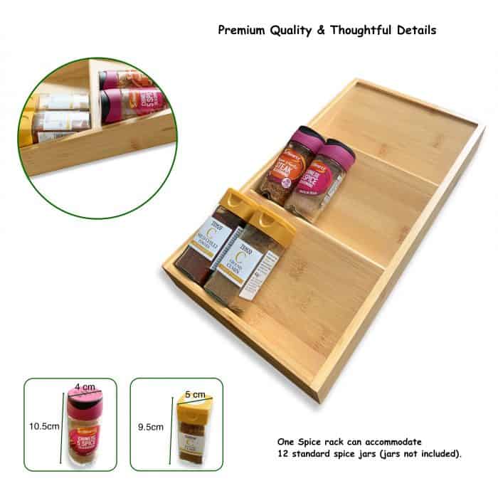 Wooden Drawer Organiser Kitchen Spice Rack