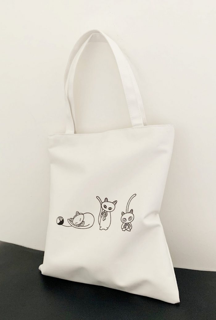 canvas_bag_zip_tote_cat cat canvas bag