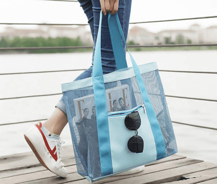 blue_tote_bag_on_beach blue tote bag on beach