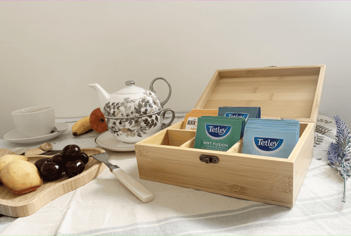 Wooden Storage Box With Lid – Wood Tea Box Organiser